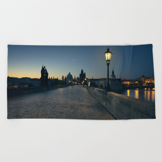 Charles Bridge at Blue Hour Beach Towel