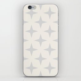 Pastel Silver Grey Four Pointed Stars on Antique White iPhone Skin