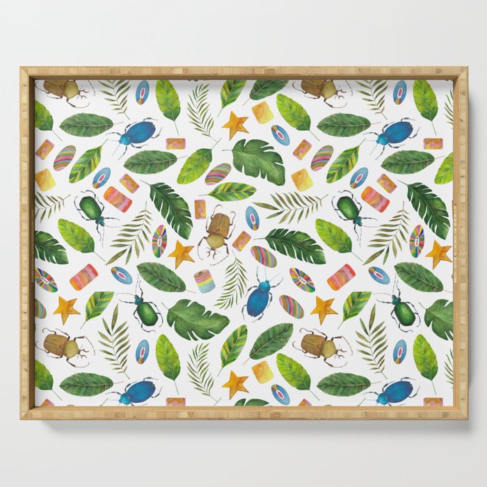 Bright summer! Watercolor bugs Serving Tray