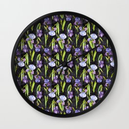 Marla's Irises dark background Wall Clock