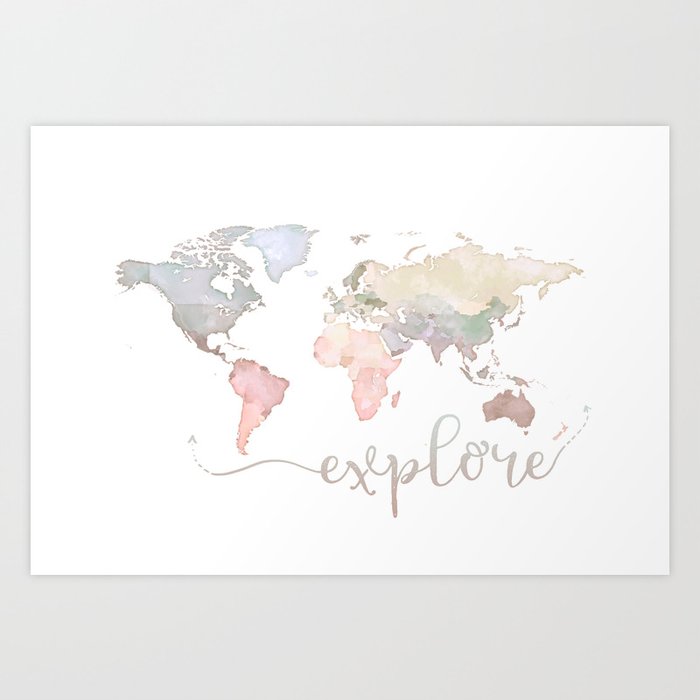 Pastel World Map Art Art Print