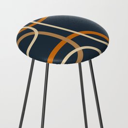 Abstract blue mid century shapes Counter Stool
