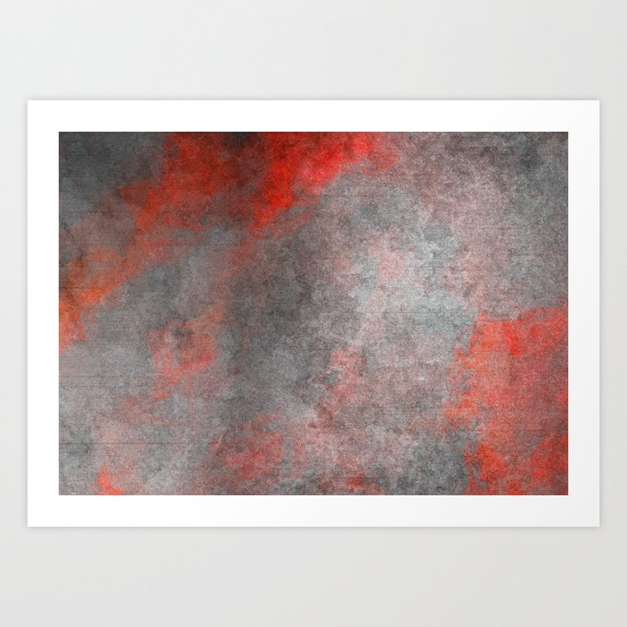 Abstract grey and red Art Print