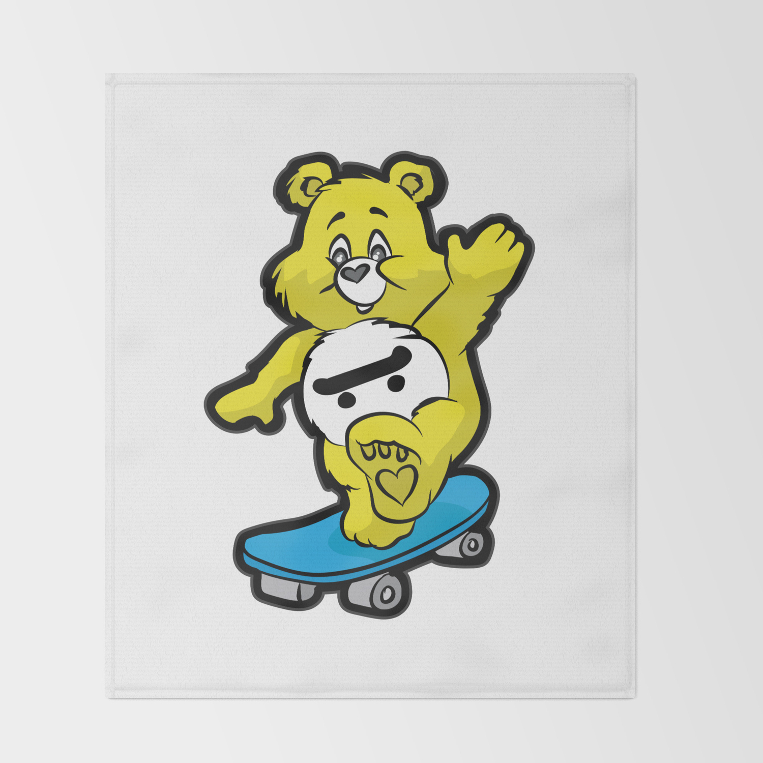Teddy Bear Skateboard Kickflip Ollie 360 Longboard Throw Blanket