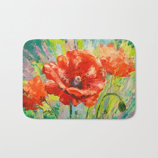 Blooming poppy Bath Mat