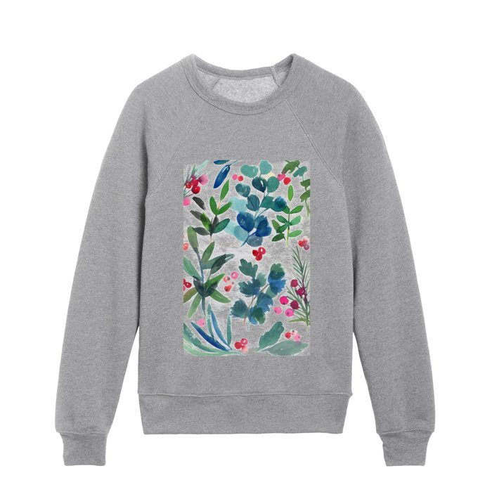 green and red branches Kids Crewneck