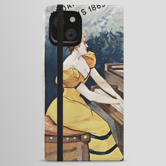 Pianos Focke Medaille D'Or Paris 1889 - Lady in Yellow Dress Playing Piano iPhone Wallet Case
