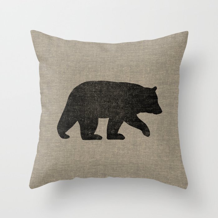Black Bear Silhouette Throw Pillow By Mylifeisacartoon Society6