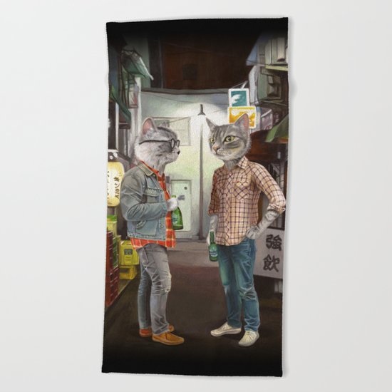 A Cats Night Out Beach Towel