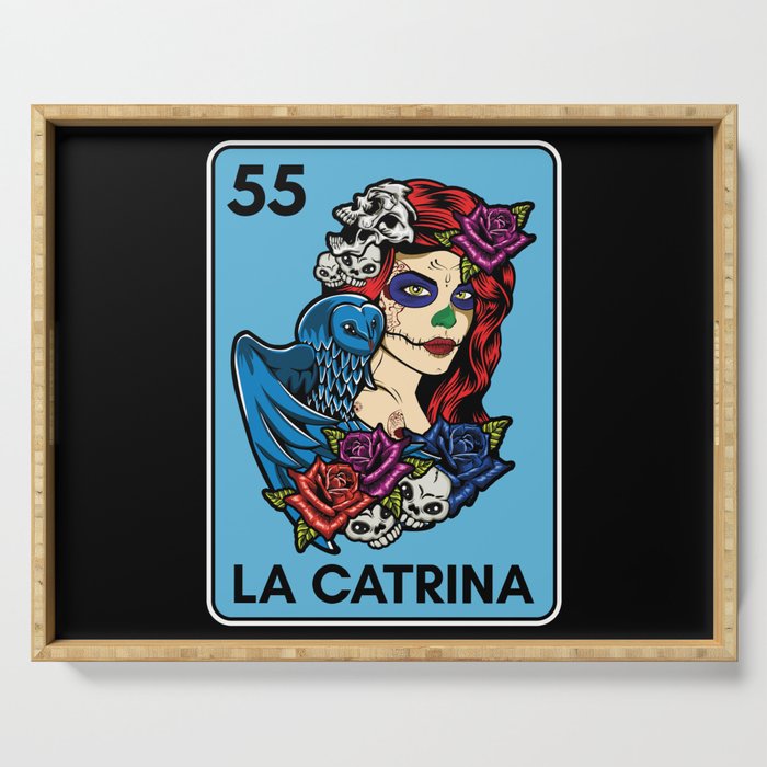 Mexican Lottery Muertos Day Of Dead La Catrina Serving Tray