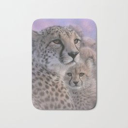 Cheetah Mother and Cubs - Mothers Love Bath Mat