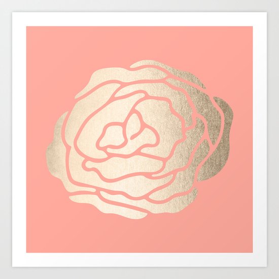 Rose White Gold Sands on Salmon Pink Art Print