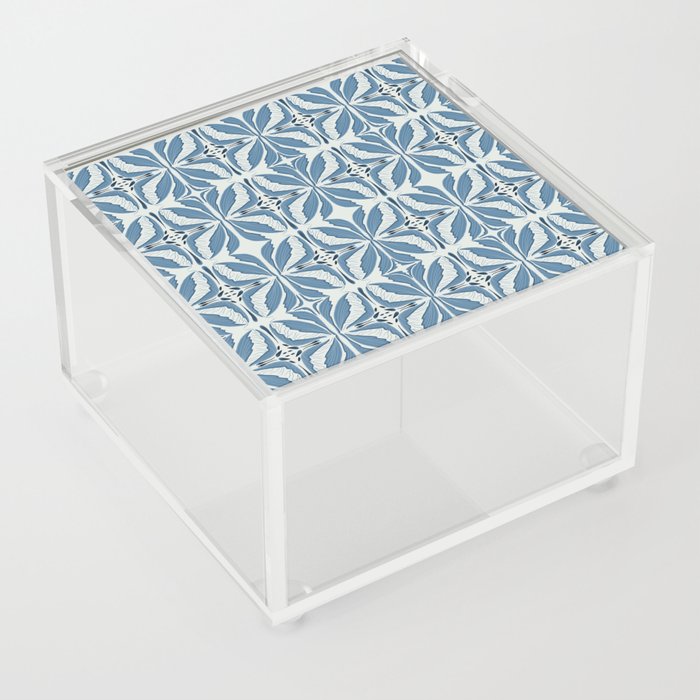 Modern abstract deco motifs pattern – blue Acrylic Box