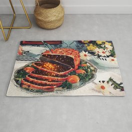 Roast with Mushrooms Rug | Vintage, Collage, Paper, Pop Art, Popart, Pop Surrealism, Digital, Curated 