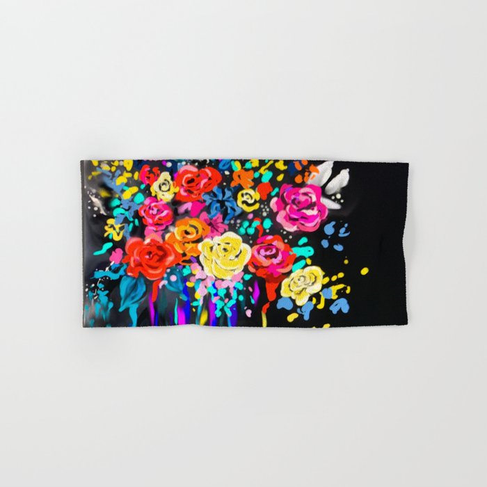 Neon Floral Hand & Bath Towel