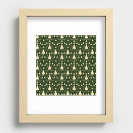 Christmas Pattern Green Geometric Tree Modern Recessed Framed Print