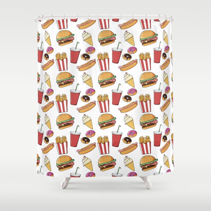 Fast Food Pattern Shower Curtain