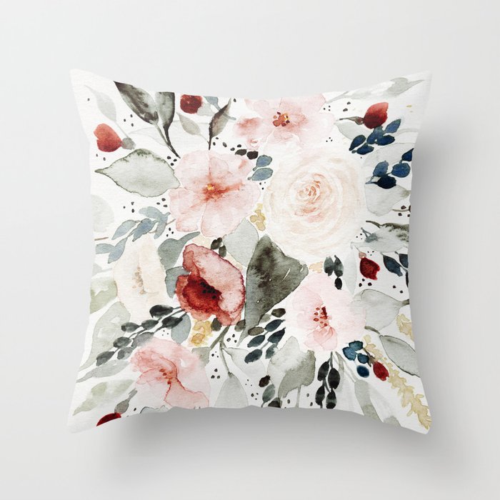 Loose Watercolor Bouquet Throw Pillow By Shealeenlouise Society6