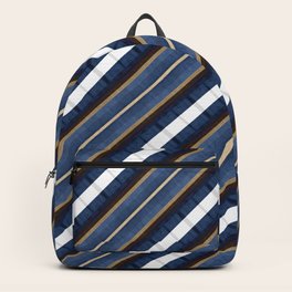 Dark Blue and White Diagonal Graphic Pattern Backpack