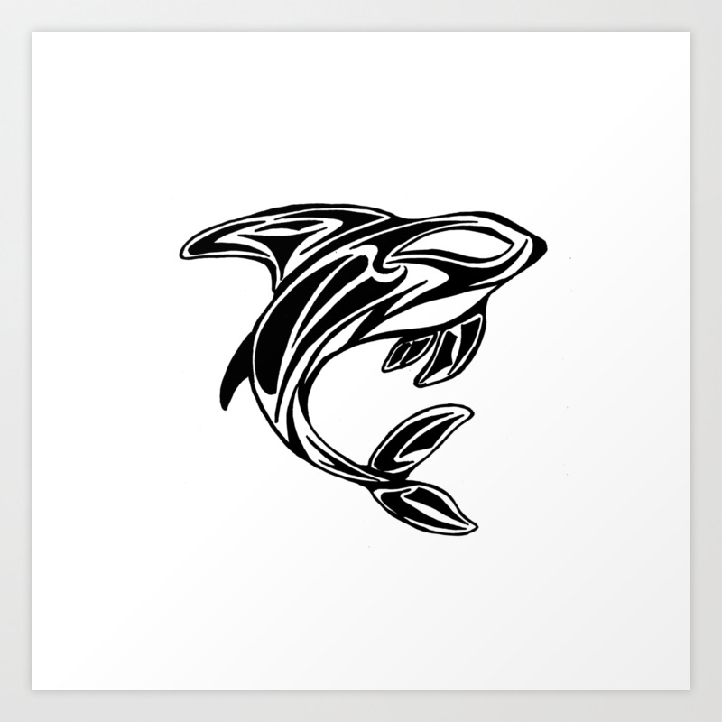 Orca Tribal Tattoo Design Art Print By Zeichenbloq Society6