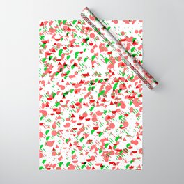 Groovy Modern  Bright Red and Green Retro Boho Christmas Pattern Wrapping Paper