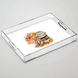 Autumn coffee graphic sublimation gnome Acrylic Tray