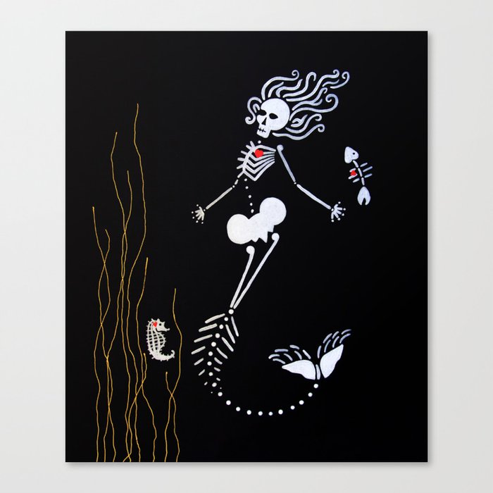 Mermaid Skeleton Canvas Print