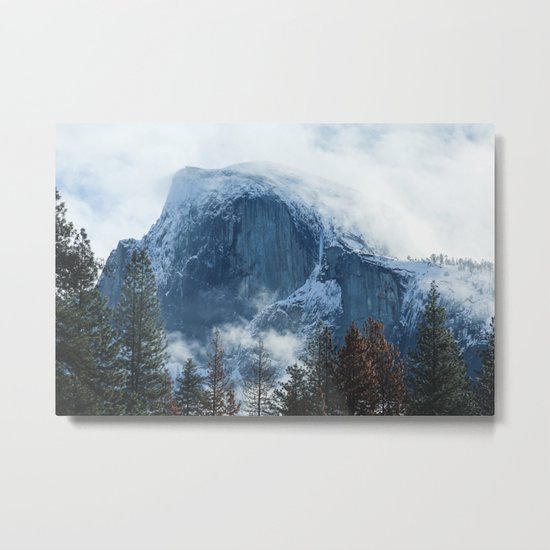 Ice-capped Half Dome at Sunrise | Yosemite National Park, California Metal Print