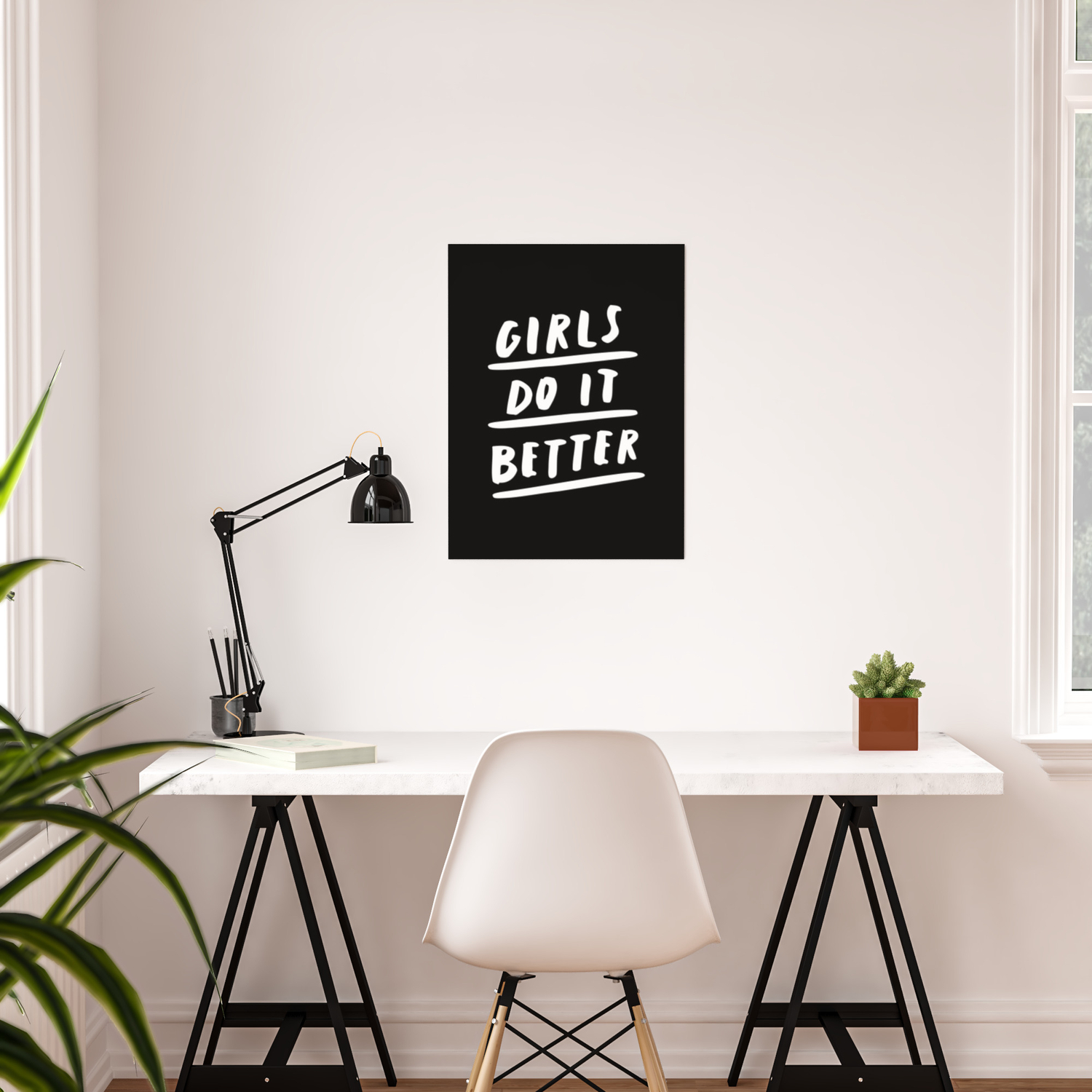 Girls Do It Better Black White Monochrome Typography Quote Poster