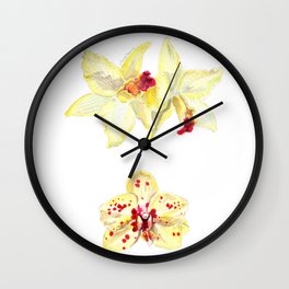 yellow orchids Wall Clock