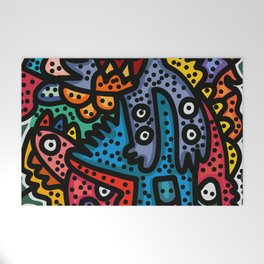 Graffiti Abstract Cool Monsters are Happy Welcome Mat