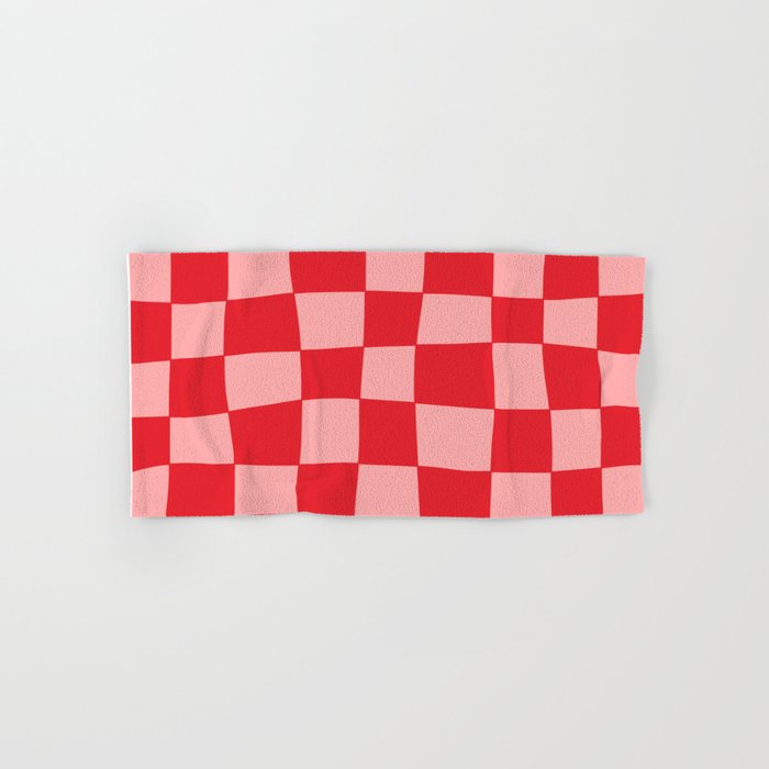 Hand Drawn Checkerboard Pattern (red/pink) Hand & Bath Towel