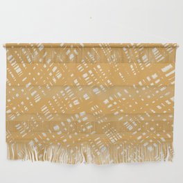 Rough Weave Painted Abstract Burlap Painted Pattern in White and Beige  Wall Hanging