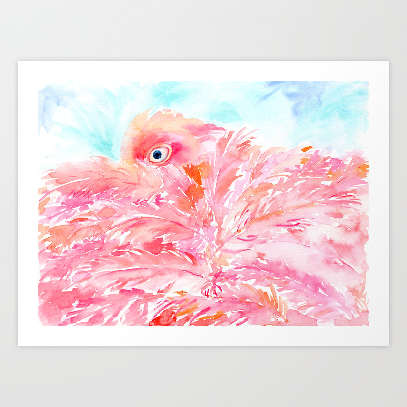 Watercolor Abstract Pink Flamingo Art Print By Chengjing Society6