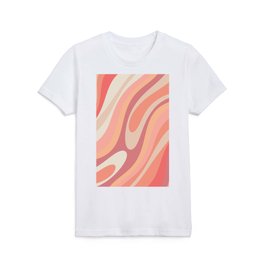 Retro Wavy Loops Pink Peach Pastel Abstract Pattern Kids T Shirt