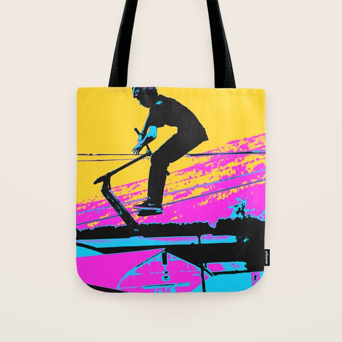 Free Falling Stunt Scooter Rider Tote Bag by OnlineGifts Society6