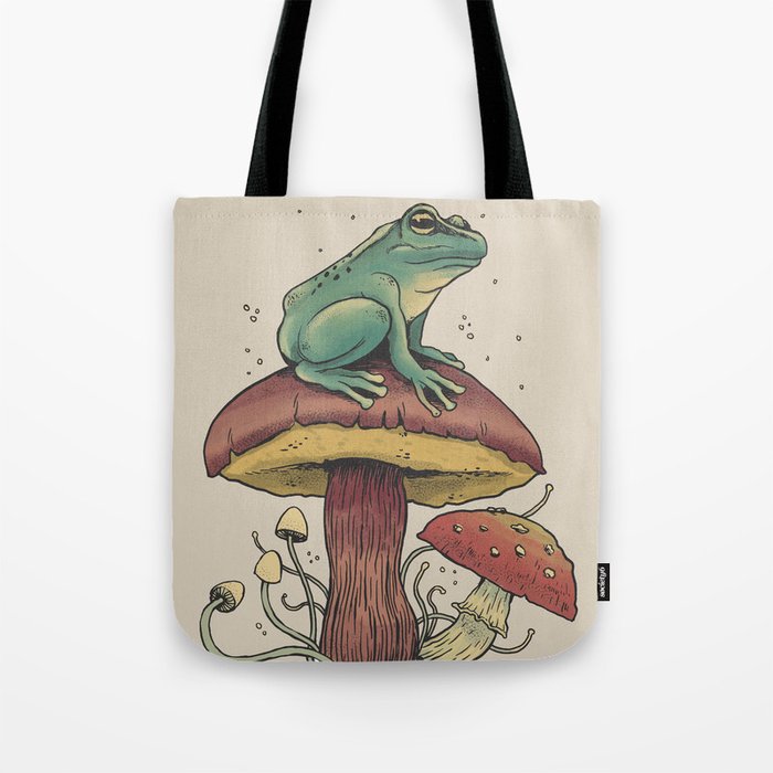Mushroom Forest Meditation Toad Tote Bag