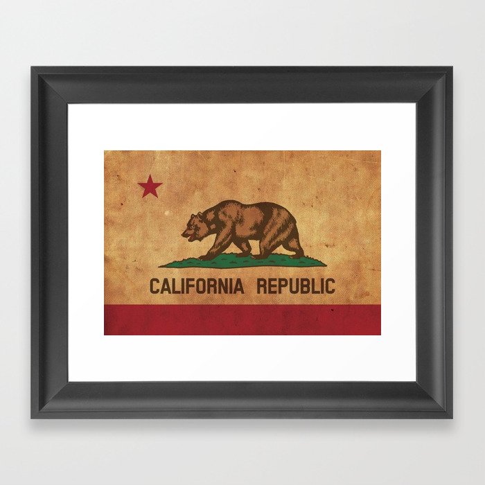 California Republic Vintage Flag Framed Art Print