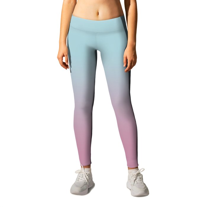 Modern Abstract Pastel Pink Teal Ombre Leggings