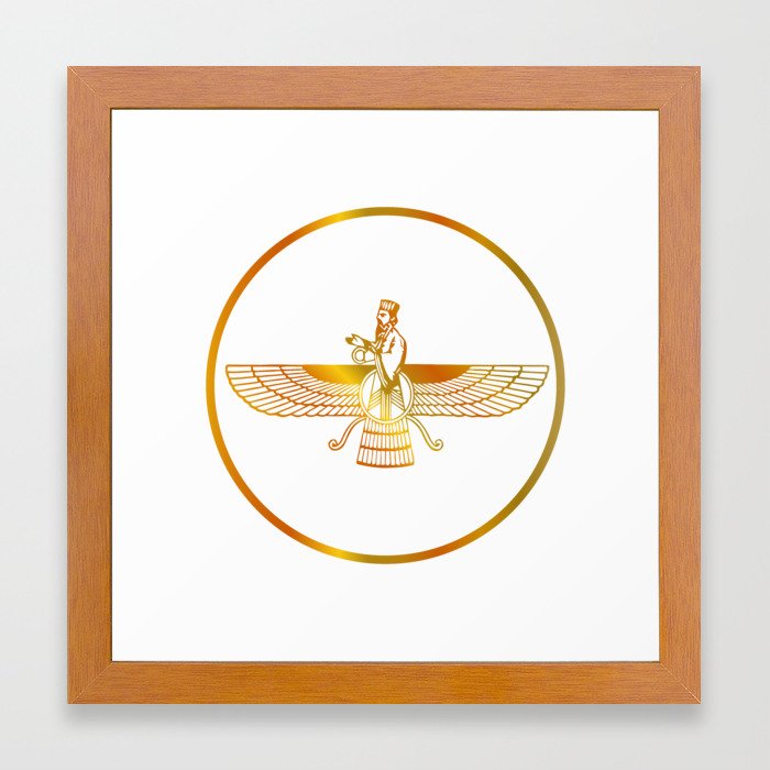 Prophet Zarathustra Zarathushtra Spitama Or Ashu Zarathushtra Symbols Of Zoroastrianism Farvahar Framed Art Print By Shawlinmohd Society6