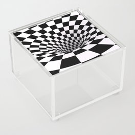 Op Art Checkered Vortex Acrylic Box