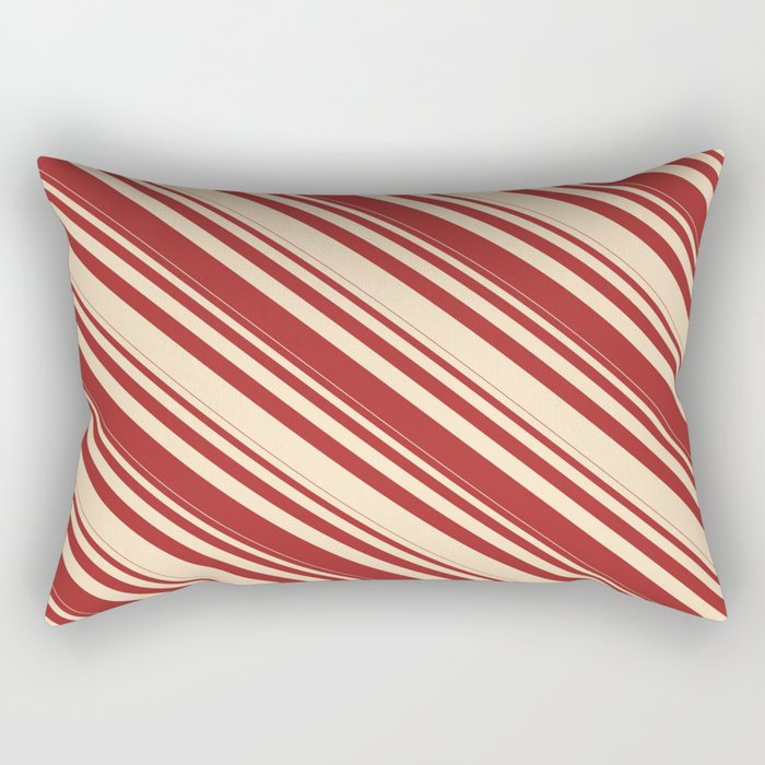 Brown & Bisque Colored Lined Pattern Rectangular Pillow