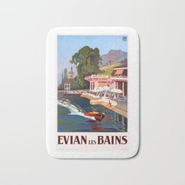 1937 France Evian-Les-Bains Travel Poster Bath Mat | Frenchgraphic, Frenchresort, Afficheplm, Vintageresort, Franceposter, Lucienperi, Evian, Evianlesbains, Frenchtravel, Francetravel 