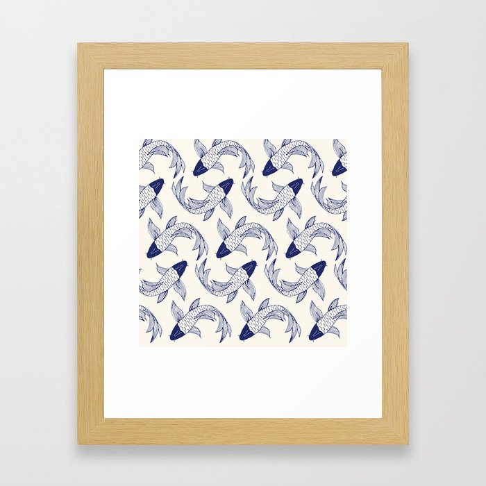 Japanese Koi Fish Pattern Framed Art Print