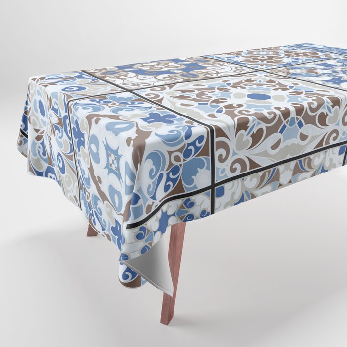 Mediterranean Decorative Tile Print XVII Tablecloth