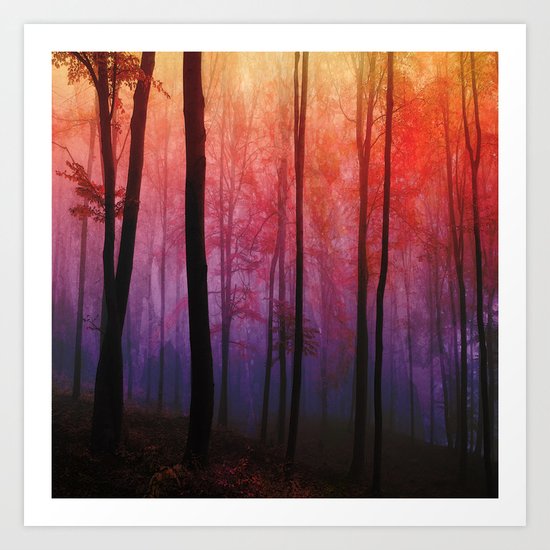 Whispering Woods, Colorful Landscape Art Art Print