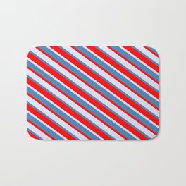 [ Thumbnail: Lavender, Blue & Red Colored Lines/Stripes Pattern Bath Mat ]