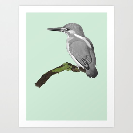 Kingfisher in gray Art Print
