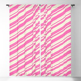 [ Thumbnail: Hot Pink & Beige Colored Lines Pattern Blackout Curtain ]
