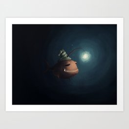 Sleepy fish, in the depth of the ocean Art Print